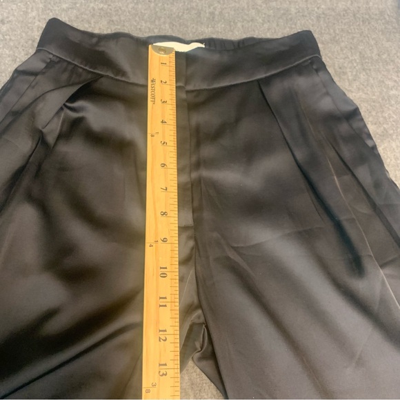 A&F Sloane Tailored Satin Trousers Pant 26/2 short Black High Rise Wide Leg NWT - Picture 8 of 12